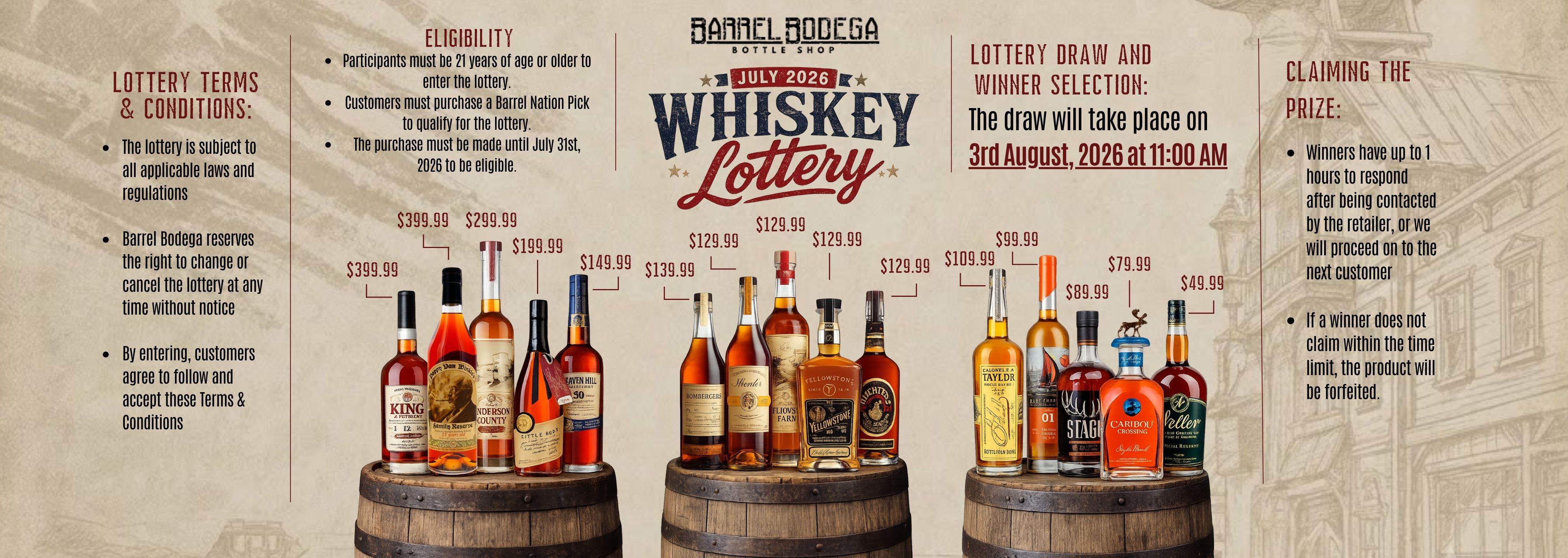 July - 2026 Rare Whiskey Lottery